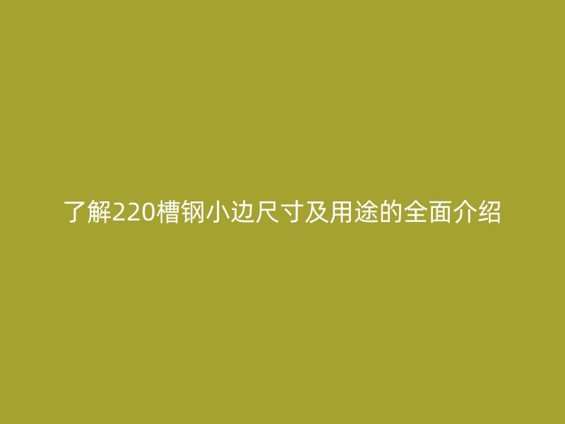 了解220槽鋼小邊尺寸及用途的全面介紹