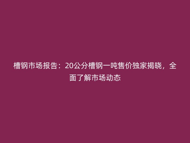 槽鋼市場報告：20公分槽鋼一噸售價獨家揭曉，全面了解市場動態(tài)
