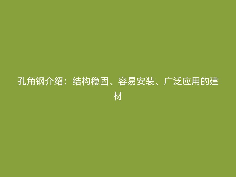 孔角鋼介紹：結(jié)構(gòu)穩(wěn)固、容易安裝、廣泛應(yīng)用的建材